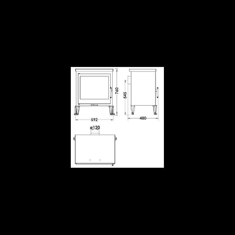 Panadero Castilla Holzofen: 8 kW, Kochplatte, Doppelverbrennung, saubere Scheibe, große Feuersicht