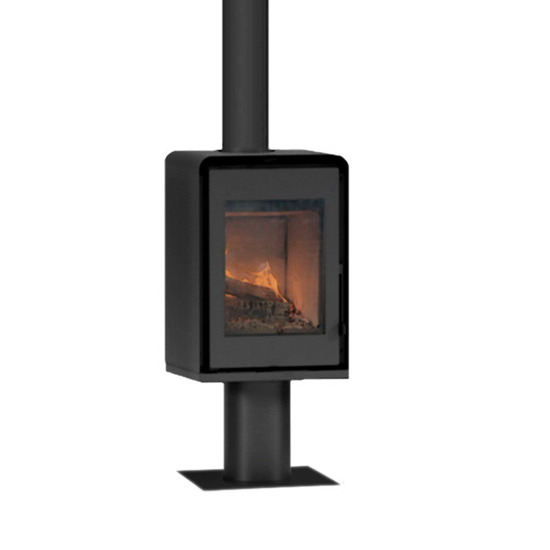 Effizienter 8.5kW Holzofen Domino mit Standfuß, Vermiculite Brennkammer, große Sichtscheibe