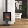 Effizienter 8.5kW Holzofen Domino mit Standfuß, Vermiculite Brennkammer, große Sichtscheibe