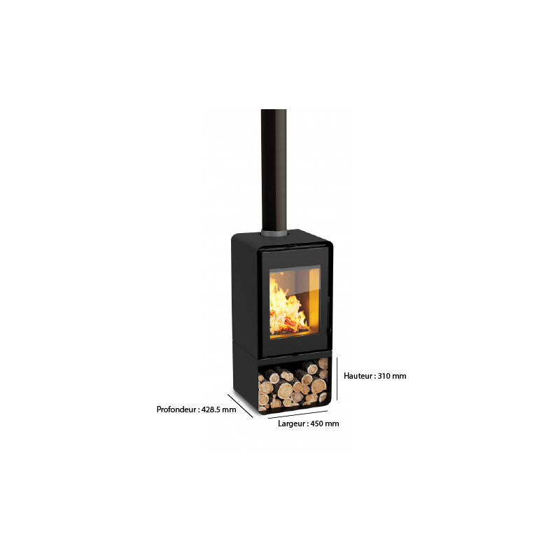 ETNA Domino Holzofen mit integriertem Scheitholzfach – 8,5 kW, Grüne Flamme A+