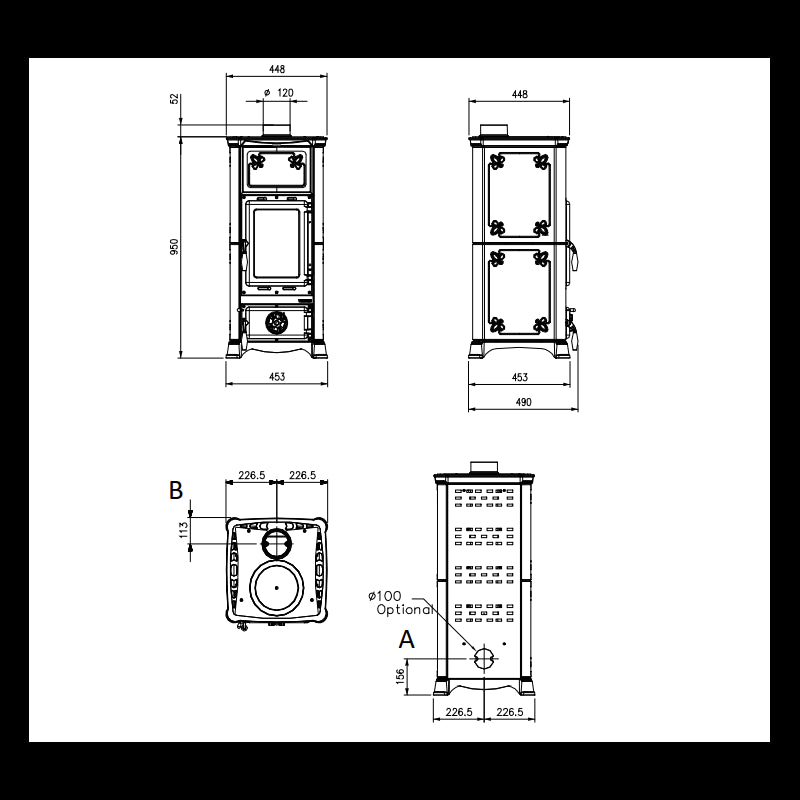 Emiliana La Nordica Holzofen 6,5 kW: Effizienter Kaminofen mit Kochplatte