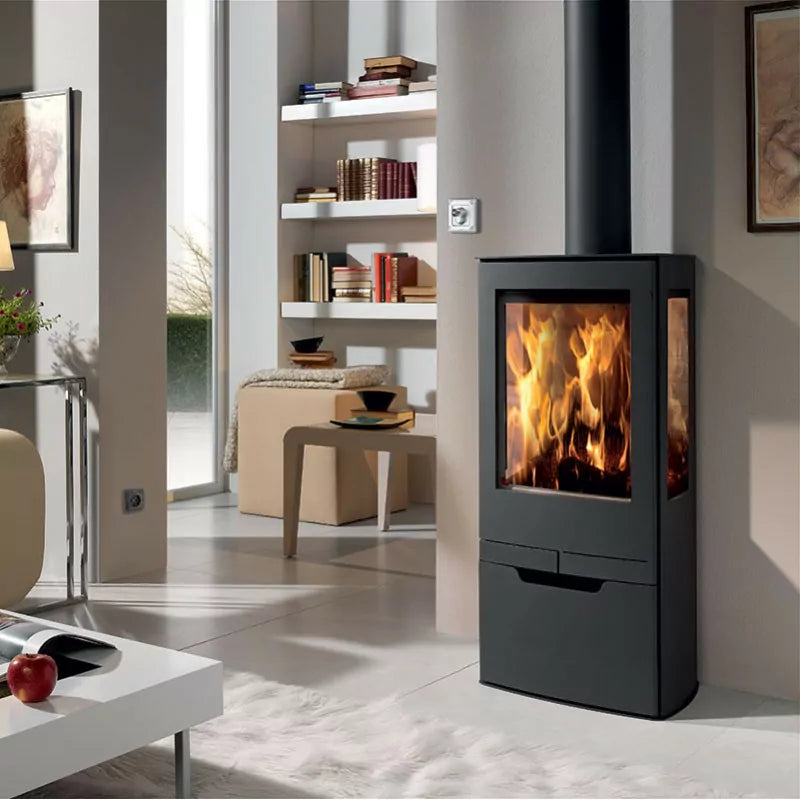 Panadero Zink Holzofen: 7,9 kW, Dreifach-Glas, saubere Scheibe, effizient heizen