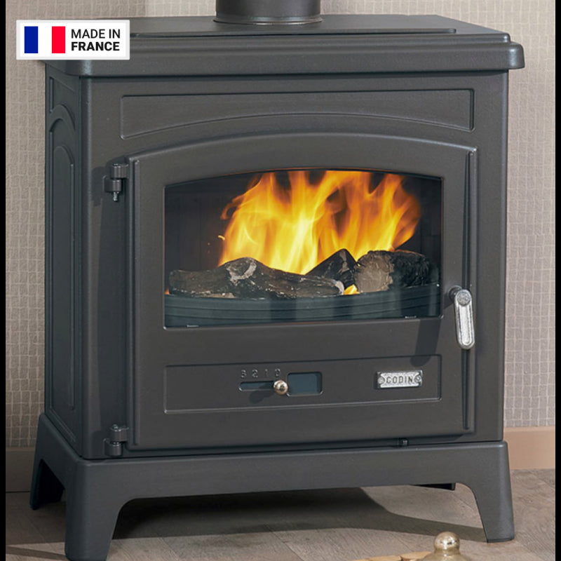 Godin Fonteval Gusseisen Holzofen 10 kW, Effizient, Modern, Großes Sichtfenster