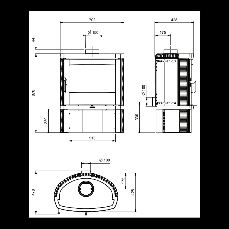 Jennifer 2.0 Robuster Holzofen für 50 cm Scheitholz - Leistungsstark 7,7 kW