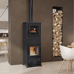 Lade das Bild in den Galerie-Viewer, Nova Forno Stahl Holzofen: 12 kW, integrierter Backofen, modernes Design, hohe Effizienz
