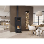 Lade das Bild in den Galerie-Viewer, Nova Forno Stahl Holzofen: 12 kW, integrierter Backofen, modernes Design, hohe Effizienz
