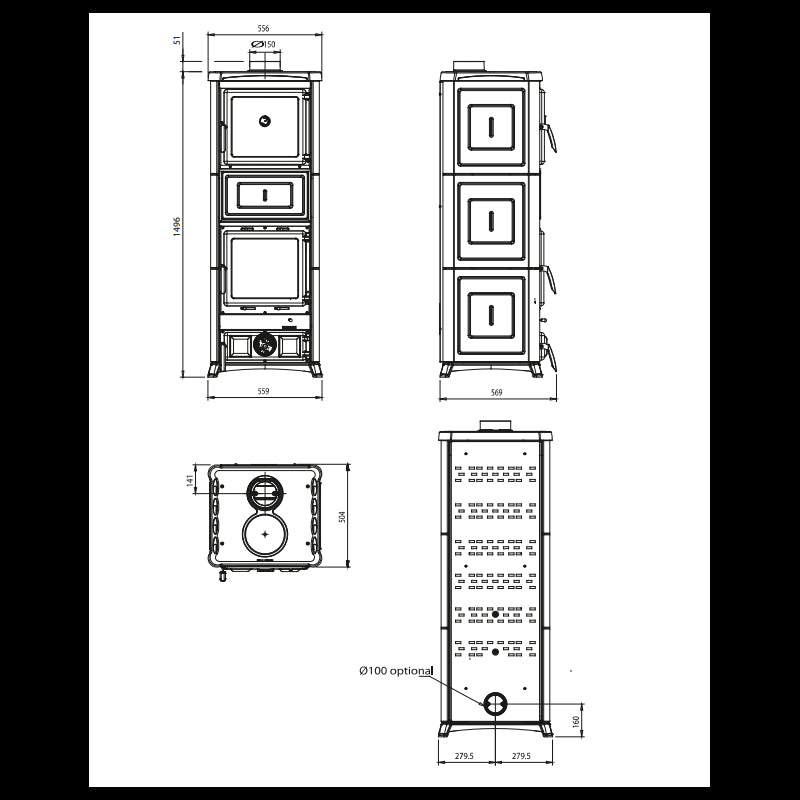 Nova Forno Stahl Holzofen: 12 kW, integrierter Backofen, modernes Design, hohe Effizienz
