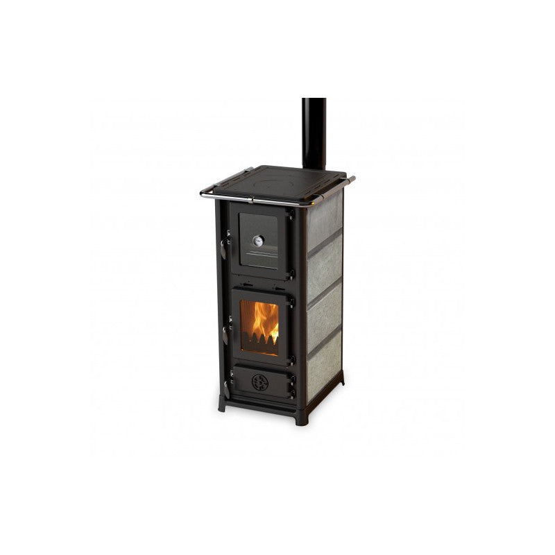 Olympia Speckstein Holzofen 12 kW: Backofen, Kochplatte für gemütliche Wärme