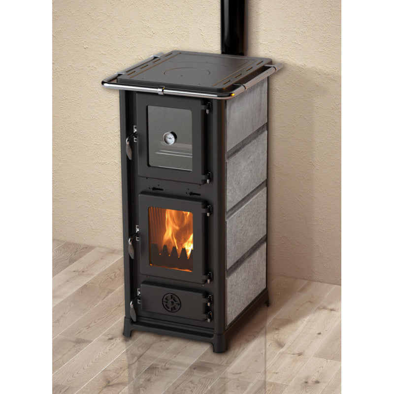 Olympia Speckstein Holzofen 12 kW: Backofen, Kochplatte für gemütliche Wärme