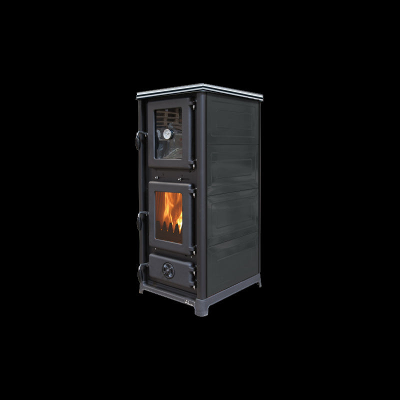 Olympia Plus Holzofen 13 kW mit integriertem Backofen und Gusseisen-Kochplatte