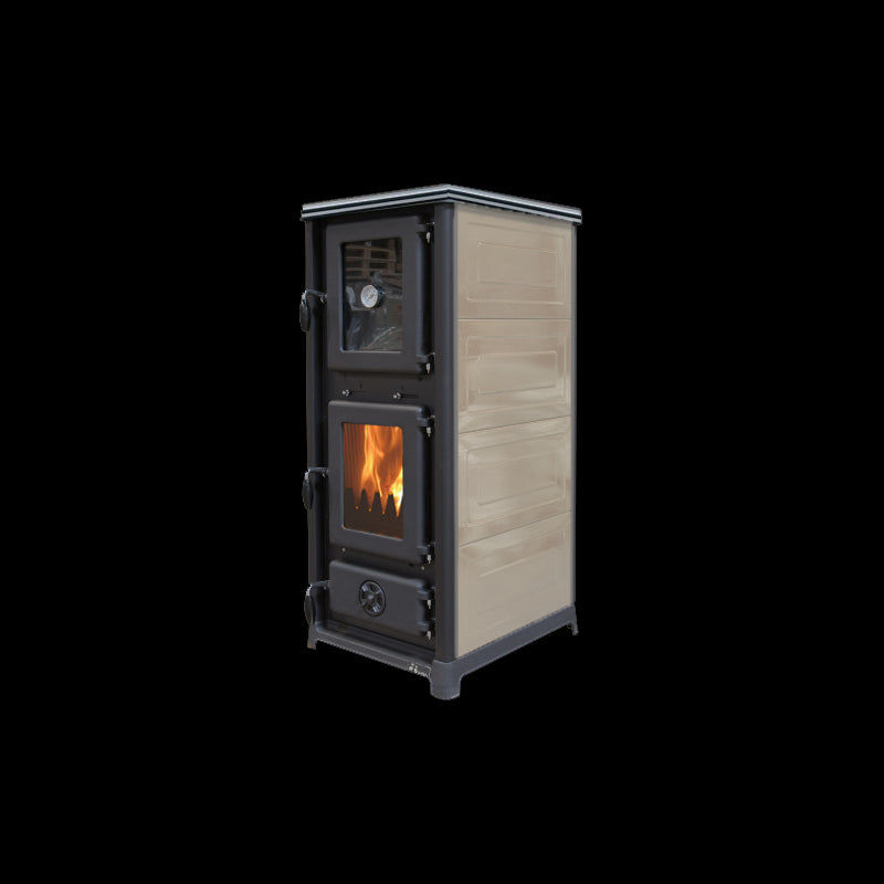 Olympia Plus Holzofen 13 kW mit integriertem Backofen und Gusseisen-Kochplatte