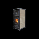 Lade das Bild in den Galerie-Viewer, Olympia Plus Holzofen 13 kW mit integriertem Backofen und Gusseisen-Kochplatte
