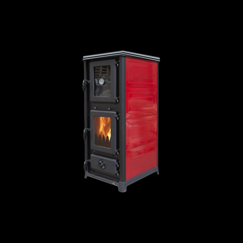 Olympia Plus Holzofen 13 kW mit integriertem Backofen und Gusseisen-Kochplatte