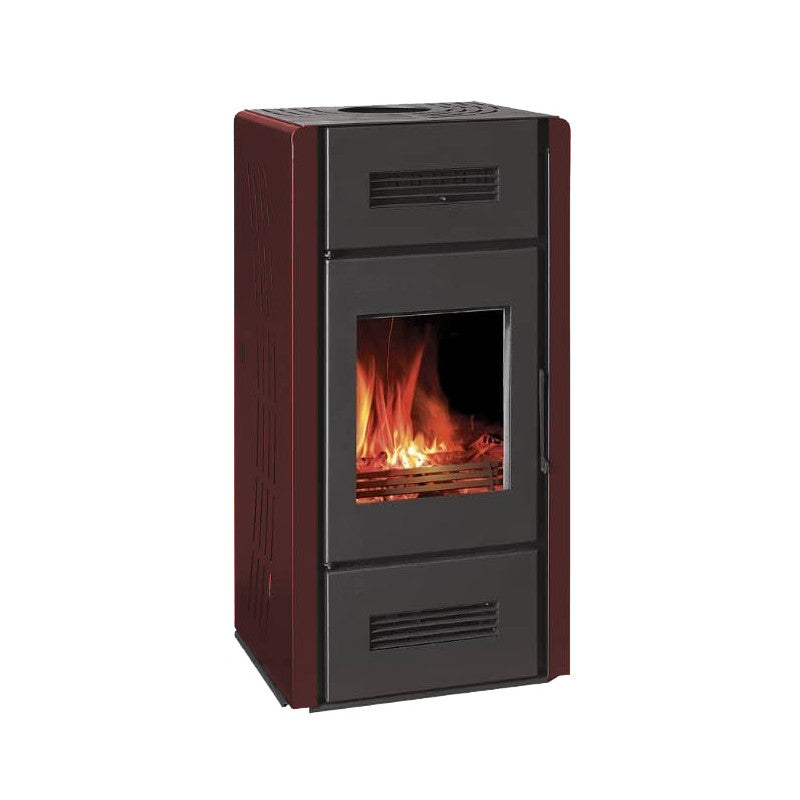 Romana Holzofen 8 kW mit leisem Ventilator, Fernbedienung, Thermobeton-Interieur für effiziente Wärme