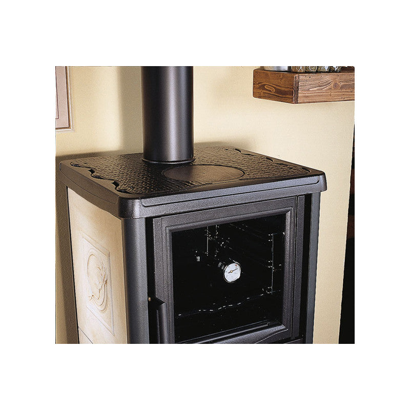 Rossella Plus Forno 5.0 Holzofen mit Backofen, Naturstein, Gusseisen, 9,4 kW