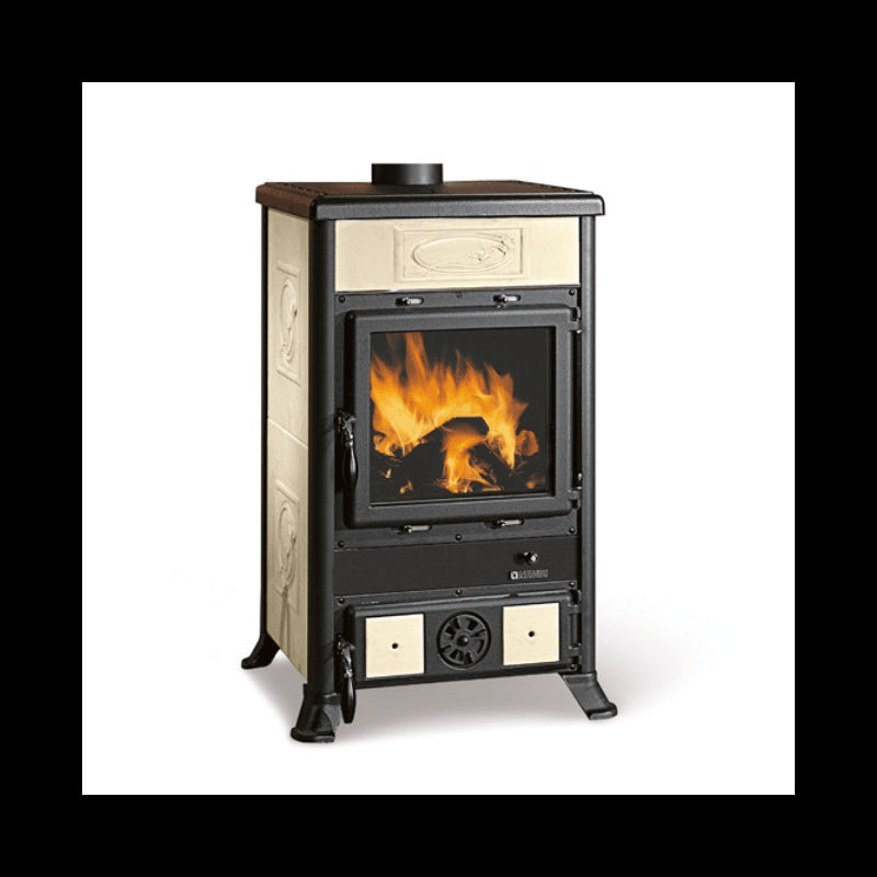 Rossella R1 5.0 Keramik Holzofen: Effizienter 9 kW Gusseisen-Kamin, Umweltfreundlich mit Stil