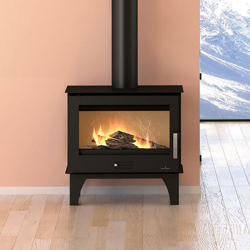 Leistungsstarker Sena Plus Holzofen 12,5kW Gusseisen Stahl für 60cm Scheitholz