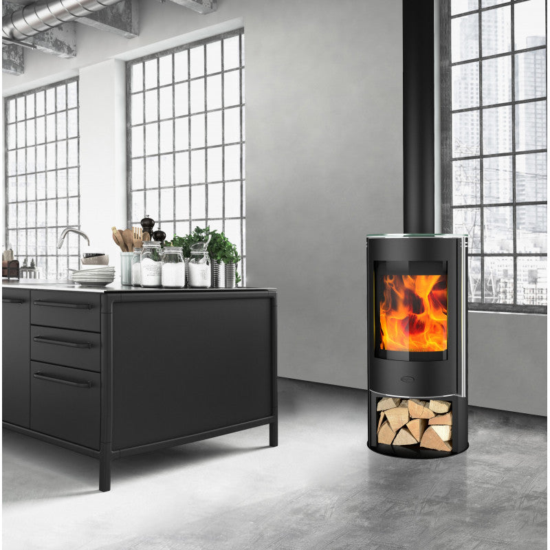 Kompakter FirePlace Verona Kaminofen: Effizient, 5 kW, Automatische Tür, Modernes Design