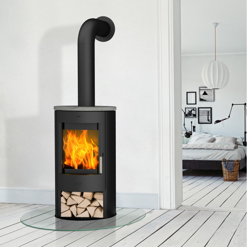 Zaria 6 kW Holzofen mit Specksteinplatte A+ Energieeffizienz Doppelverbrennung Großes Sichtfenster