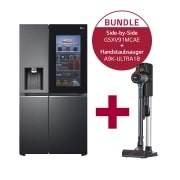 LG Side-by-Side InstaView Kühlschrank & CordZero Akku-Staubsauger Set, 635L, Mattschwarz