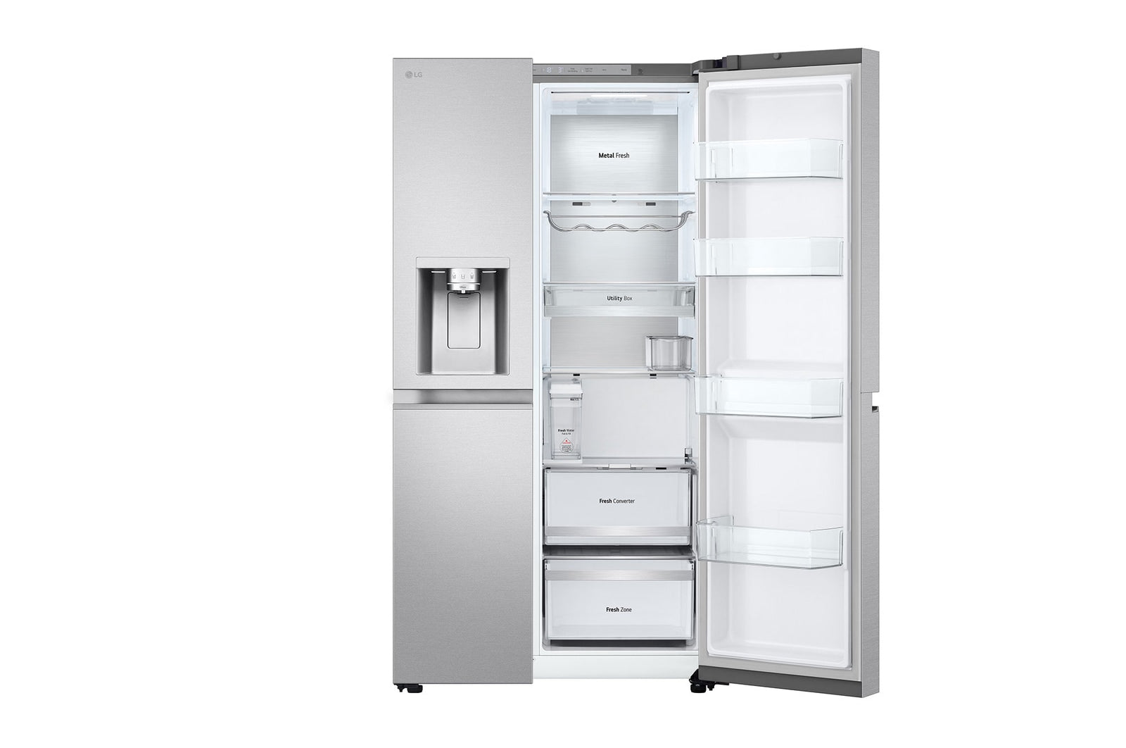 LG Side-by-Side Kühlschrank: 628L Großraum, Eis-, Crushed Ice- & Wasserspender, Metal Sorbet