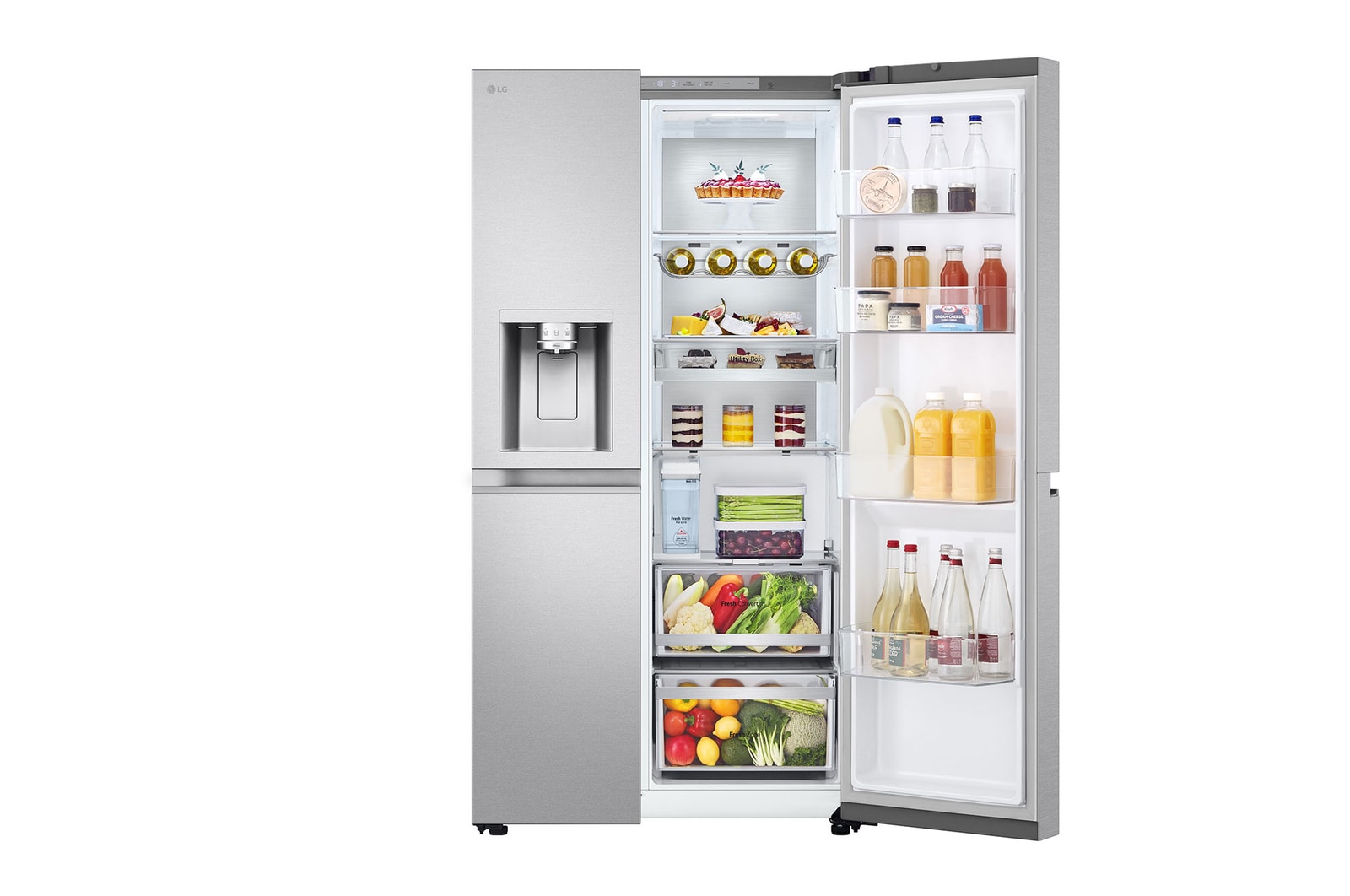 LG Side-by-Side Kühlschrank: 628L Großraum, Eis-, Crushed Ice- & Wasserspender, Metal Sorbet