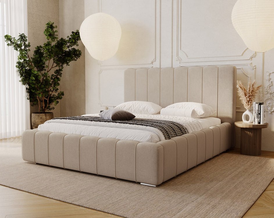 Luxuriöses Designer Polsterbett Alvano Samt Bezug mit Praktischem Stauraum